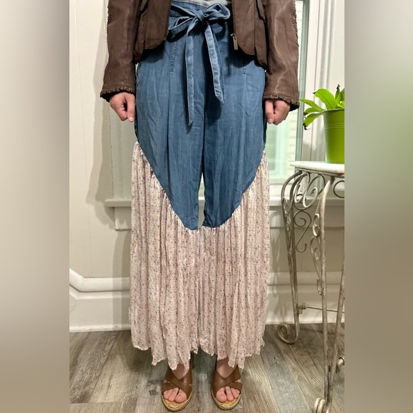 Gemma + Jane Denim - Gemma + Jane Jeans Wide Leg Flared Chiffon Bohemian Cottagecore 60s 70s Sz Small